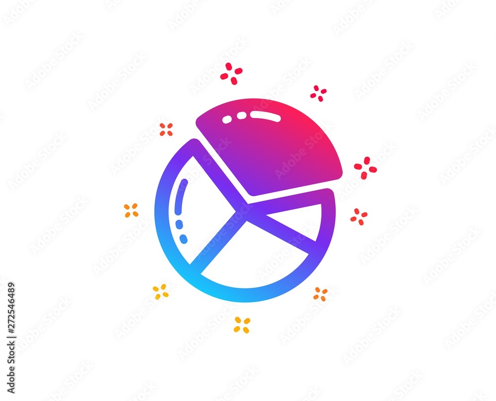 Poster pie chart icon. presentation graph sign. market analytics symbol. dynamic shapes. gradient design pi