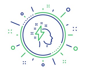 Creative brainstorming line icon. Human head with lightning bolt sign. Inspiration symbol. Quality design elements. Technology brainstorming button. Editable stroke. Vector
