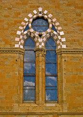 Tuscany, Arezzo cathedral mullioned window. 
