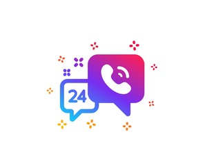 24 hour service icon. Call support sign. Feedback chat symbol. Dynamic shapes. Gradient design 24h service icon. Classic style. Vector