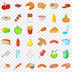 Plate icons set. Cartoon style of 36 platevector icons for web for any design
