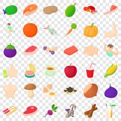 Diet icons set. Cartoon style of 36 diet vector icons for web for any design