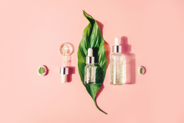 Natural Serums. Concept of cosmetic injection is hyaluronic acid, botulin, serum.