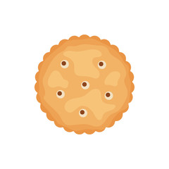 Cracker chips circle shape isolated on white background. Biscuit cookies for breakfast, tasty snack food - vector illustration