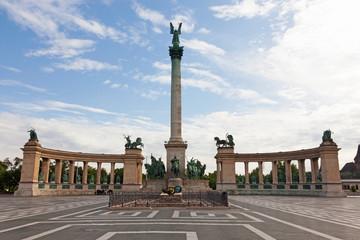 Heroes' Square in Budapest with statues