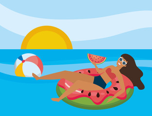 Girl with summer swimwear design