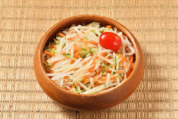 Green papaya salad. Traditional spicy Thai food 