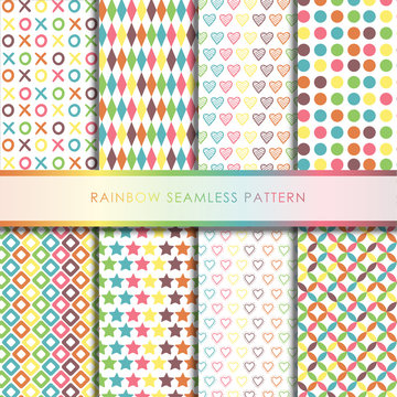 Rainbow seamless pattern collection.
