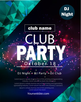 party flyer poster. Futuristic club flyer design template