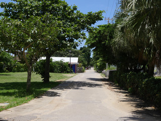 Okinawa,Japan-May 31, 2019: Main street of Hatoma island, Okinawa