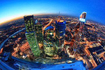 Eurasia Tower, Federation and Mercury of the Moscow City Complex, view from the roof of the Capital City Tower 1