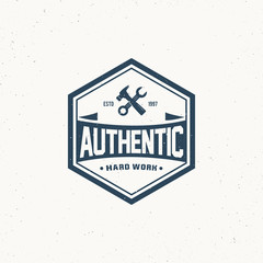 Obraz premium Vintage mechanic label, emblem and logo. Vector illustration - Vector