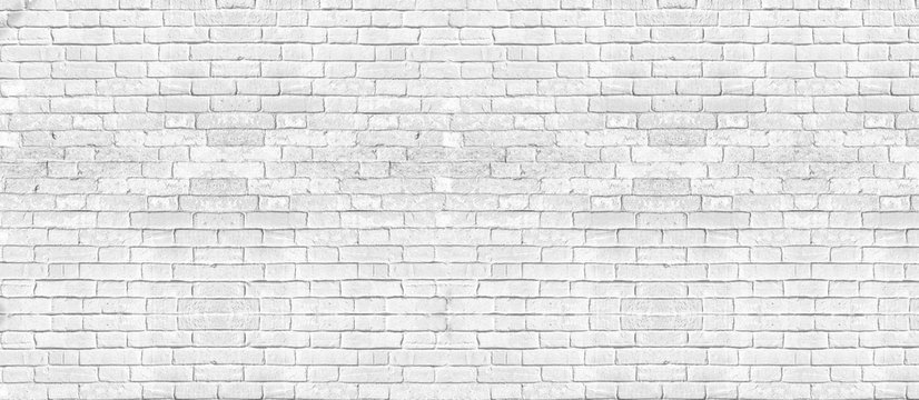 White brick wall texture for background. panoramic banner