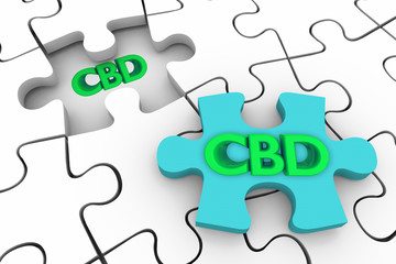 CBD Cannabidiol Hemp Marijuana Cannabis Puzzle Solution Piece 3d Illustration