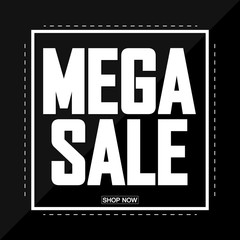 Mega Sale, discount poster design template, vector illustration