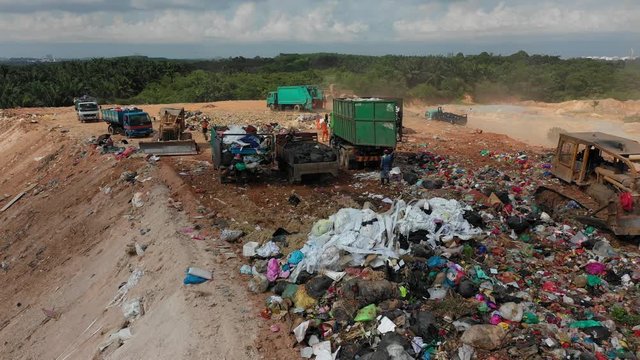 Plastic pollution crisis. Trash sent to Malaysia for recycling is instead dumped in a giant garbage mountain