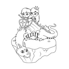 princess dragon and knight of fairytale design