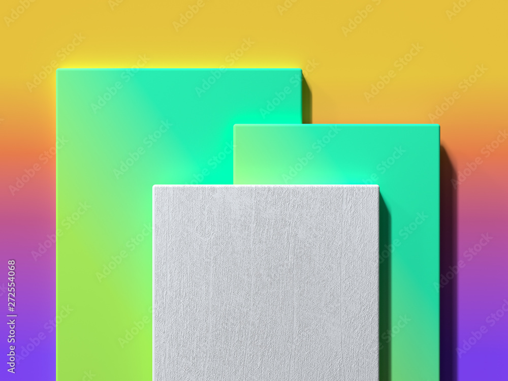 Poster gradient flat lay scene geometric shape set blank background 3d render