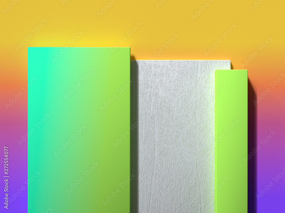 Poster gradient flat lay scene geometric shape set blank background 3d render