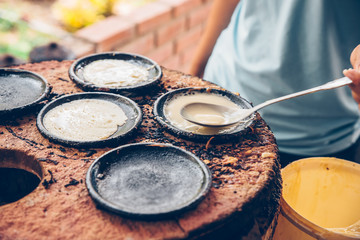 Vietnamese small rice pancake - Traditional food at the middle of Vietnam