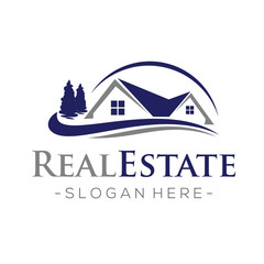Real Estate, Green House, Forest home Logo Vector
