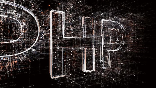 4k PHP Programming language word tag cloud;binary computer code.The Matrix style binary computer code shaped text design animation;changing from zero to one digits;abstract future tech background.