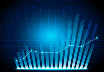 Stock market. Candle stick graph chart of stock market investment trading. Stock market data. Bullish point, Trend of graph . blue background. Vector.