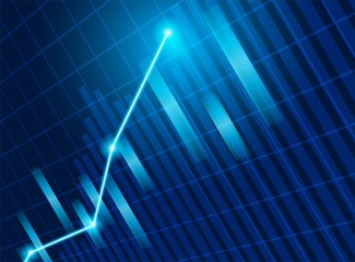 Stock market. Candle stick graph chart of stock market investment trading. Stock market data. Bullish point, Trend of graph . blue background. Vector.