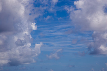 Naklejka na ściany i meble White fluffy clouds with a beautiful blue sky