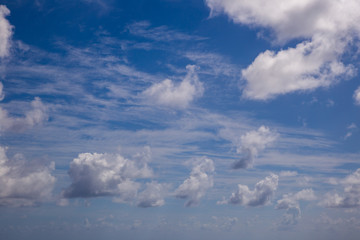 White fluffy clouds with a beautiful blue sky
