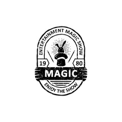 a vintage of magician badges, labels, emblems and logo