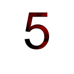 Number 5 illustration on isolated white background.Abstract alphabet symbol . Design element.