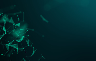 Abstract polygonal space low poly dark background with connecting dots and lines. Connection structure. Science. Futuristic polygonal background. Triangular. Wallpaper. Business - Illustration