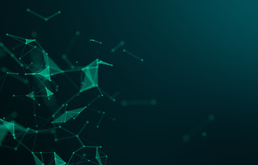 Abstract polygonal space low poly dark background with connecting dots and lines. Connection structure. 3d rendering - Illustration