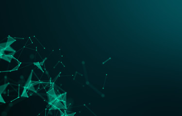 Abstract polygonal space low poly dark background with connecting dots and lines. Connection structure. 3d rendering - Illustration