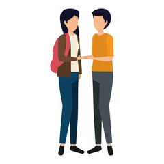 happy young couple with schoolbag