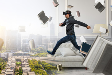 Virtual reality experience, technologies of the future. Mixed media