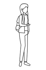 happy young woman with schoolbag