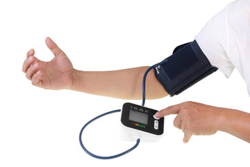 Human check blood pressure monitor and heart rate monitor