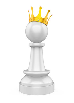 Chess Pawn With Golden Crown Isolated