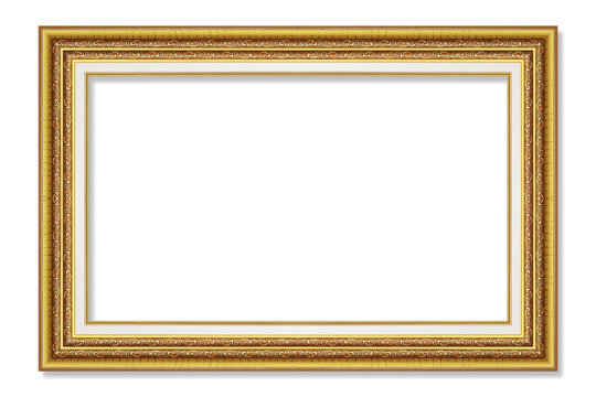 antique gold picture frame isolated on white