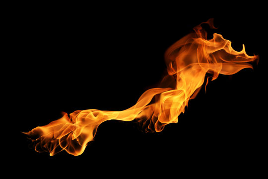 movement of fire flames isolated on black background.