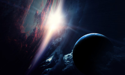 Space beauty on planet orbit.