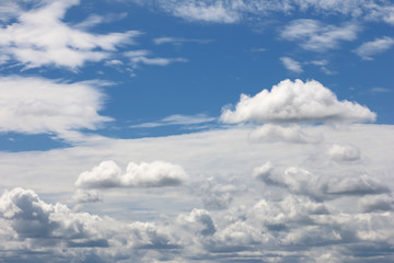 The vast blue sky background and white clouds