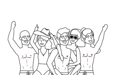 Boys and girls with summer swimwear design