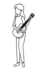 young woman playing guitar instrument