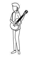 young man playing guitar instrument