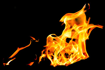 The Fire flames on a black background.