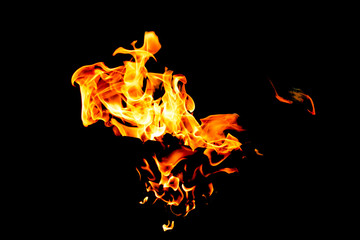 The Fire flames on a black background.