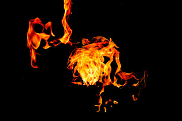 The Fire flames on a black background.